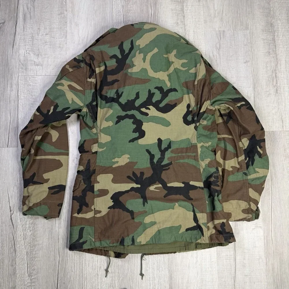 Vintage Military M65 Field Coat Jacket Small Short Cold Weather Woodland Camo - Picture 11 of 13